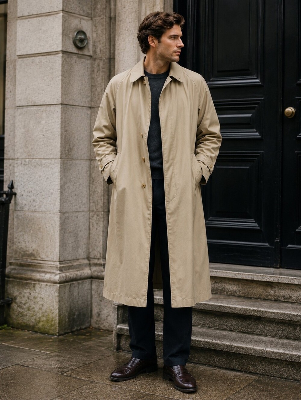 Burberry Classic Stealth Cut Men's Beige Trench Car Coat/ Nova Check - L